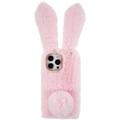 Carcasa Orejas de Conejo de Invierno Peludas para iPhone 14 Pro Max - Rosa