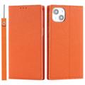 Funda de Cuero para iPhone 14 con RFID - Estilo Cartera - Naranja