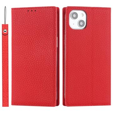 Funda de Cuero para iPhone 14 con RFID - Estilo Cartera - Rojo