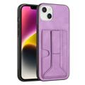 Carcasa Recubierta YB para iPhone 14 con Soporte y Tarjetero - Púrpura