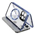 iPhone 15 Pro Max Funda de Doble Cara de Cristal Templado HD Compatible con MagSafe - Azul