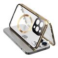 iPhone 15 Pro Max Funda de Doble Cara de Cristal Templado HD Compatible con MagSafe - Oro