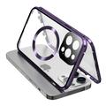 iPhone 15 Pro Max Funda de Doble Cara de Cristal Templado HD Compatible con MagSafe - Púrpura