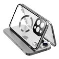 iPhone 15 Pro Max Funda de Doble Cara de Cristal Templado HD Compatible con MagSafe - Plata