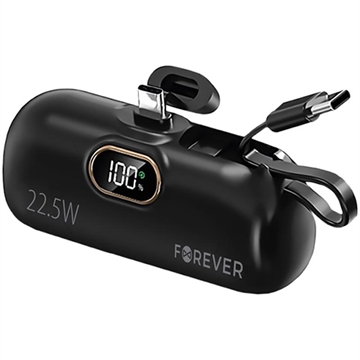 Forever MTB-100 USB-C Mini Power Bank 5000mAh - 22.5W - Negro