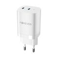 Forever TC-05-35CC Cargador de pared GaN de 35W - 2xUSB-C, Power Delivery, Quick Charge - Blanco