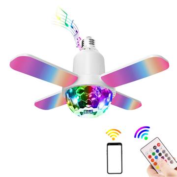 Lámpara de techo RGB de cuatro hojas con altavoz Bluetooth y mando a distancia - E27 - Bola de discoteca