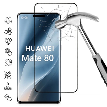 Huawei Mate 80 Full Cover Protector de pantalla de vidrio templado - 9H - Borde negro