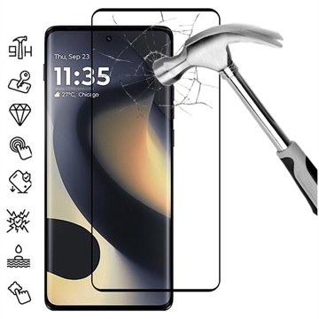 Motorola Edge (2025) Full Cover Protector de pantalla de vidrio templado - 9H - Borde negro