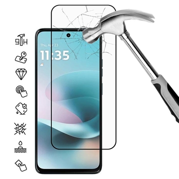 Motorola Moto G67 Power Full Cover Protector de pantalla de vidrio templado - 9H - Borde negro