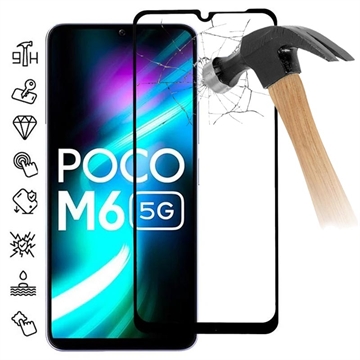 Protector de Pantalla de Cristal Templado - 9H para Xiaomi Poco M6 - Borde Negro