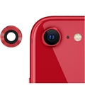 Protector de Metal y Cristal Templado para la Lente de la Cámara del iPhone SE (2022)/SE (2020) - Rojo