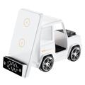 Cargador inalámbrico G63 con forma de coche de 15W con altavoz Bluetooth, reloj y luz ambiental