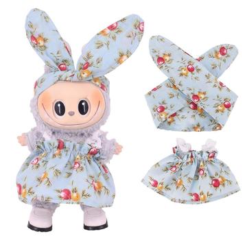 Set de vestido y diadema de fiesta para Labubu Minifigura 17cm - Azul