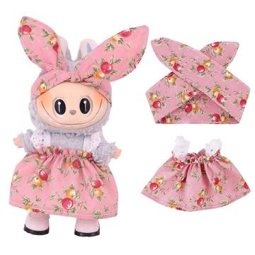 Set de vestido y diadema Garden-Party para minifigura Labubu de 17cm - Rosa