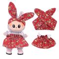 Set de vestido y diadema de fiesta para Labubu Minifigura 17cm - Rojo