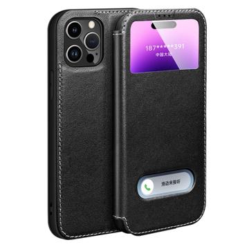 Funda de Cuero Dual View para iPhone 14 Pro Max - Negro