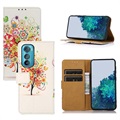 Funda Glam Serie para Samsung Galaxy A50 - Estilo Cartera - Árbol Floreciente / Azul