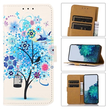 Funda Glam Serie para Samsung Galaxy A50 - Estilo Cartera - Árbol Floreciente / Azul