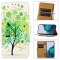 Funda Glam Serie para Samsung Galaxy A50 - Estilo Cartera - Árbol Floreciente / Azul