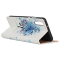 Funda Glam Serie para Samsung Galaxy A50 - Estilo Cartera - Árbol Floreciente / Azul