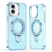 Funda híbrida con soporte para iPhone 17 Glitter - Compatible con MagSafe - Azul