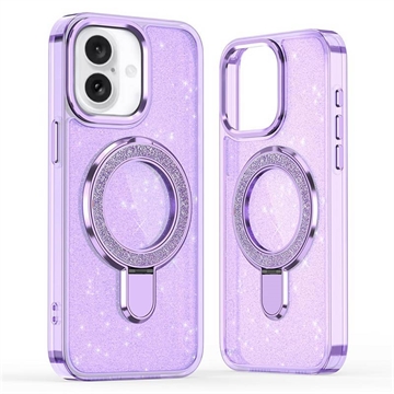 Funda híbrida con soporte para iPhone 17 Glitter - Compatible con MagSafe - Morado