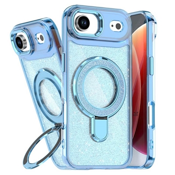 Funda híbrida con soporte para iPhone Air Glitter - Compatible con MagSafe - Azul