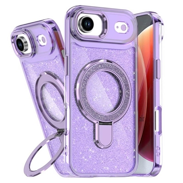 Funda híbrida con soporte para iPhone Air Glitter - Compatible con MagSafe - Morado