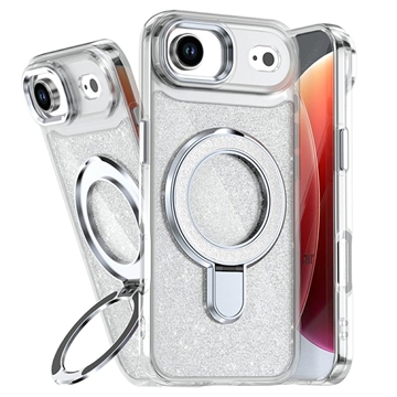 Funda híbrida iPhone Air Glitter con soporte - Compatible con MagSafe - Transparente