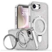 Funda híbrida iPhone 16e Glitter con soporte - Compatible con MagSafe - Transparente