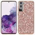 Funda Híbrida Glitter Series para Samsung Galaxy S21 FE 5G - Rosa Dorado