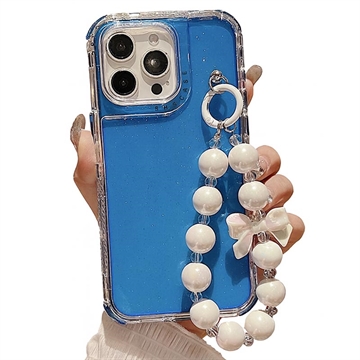 Funda híbrida antigolpes con purpurina y correa para iPhone 16 Pro