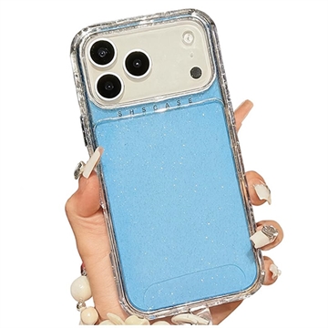 Funda híbrida antigolpes con purpurina y correa para iPhone 17 Pro