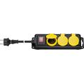 Goobay Regleta de Corriente Exterior de 3 Vías con Cable de 3m - Negro / Amarillo