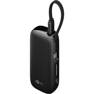 Goobay 5000mAh Power Bank con cable USB-C integrado - 20W - Negro
