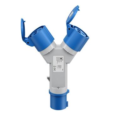 Goobay Adaptador CEE - Enchufe CEE a 2x Acoplador CEE - 16A, 3680W