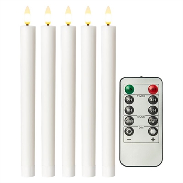 Goobay LED Velas de Cera Real con Mando a Distancia - 5 Pcs. - Blanco