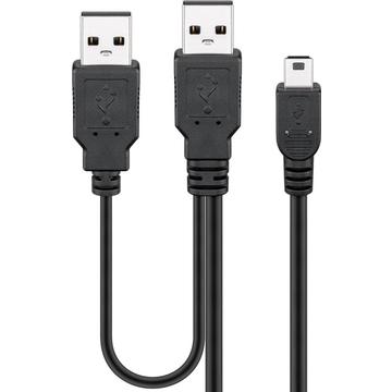 Goobay Cable mini USB en Y - 0,6 m - Negro