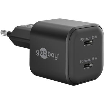 Cargador rápido Goobay Nano GaN Dual USB-C PD 35W