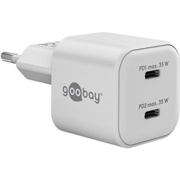 Cargador rápido Goobay Nano GaN Dual USB-C PD 35W