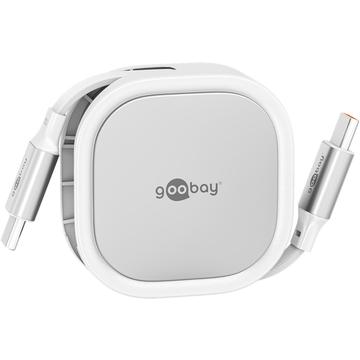 Goobay Cable retráctil USB-C - 1m, 15W - Blanco