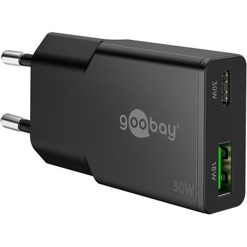 Goobay Slim USB-C PD GaN Doble Cargador Rápido 30W