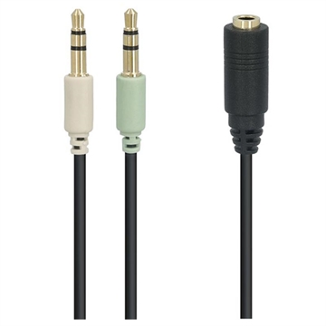 Adaptador de audio estéreo Goobay 4 pines / 2x 3 pines de 3,5mm - Negro