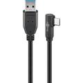 Goobay Cable USB-C c/ángulo 3m - USB-C/USB-A - Negro