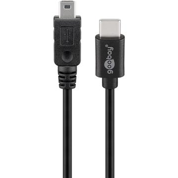 Goobay Cable USB-C a Mini USB-B - 0.5m, USB 2.0 - Negro