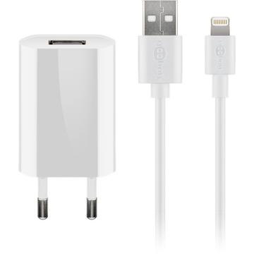 Goobay Cargador USB con cable Lightning - Certificado MFi - Blanco