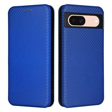 Funda con Tapa para Google Pixel 8a - Fibra de Carbon - Azul