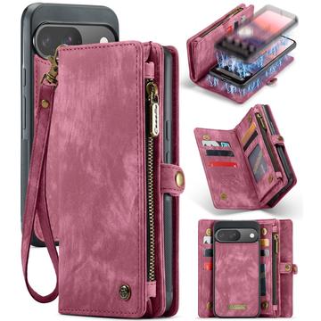 Funda tipo billetera multifuncional 2 en 1 Caseme 008 para Google Pixel 9/9 Pro - Rojo