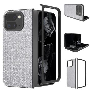 Funda híbrida con textura de diamantes de imitación para Google Pixel 9 Pro Fold - Plata
